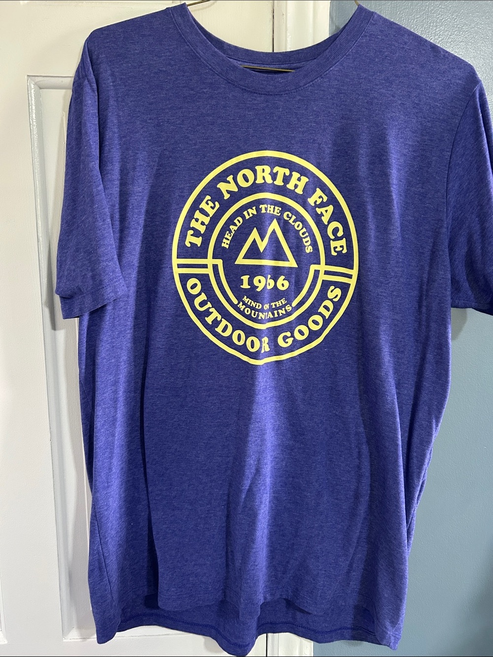 The North Face Purple Tee with Yellow Crest Logo